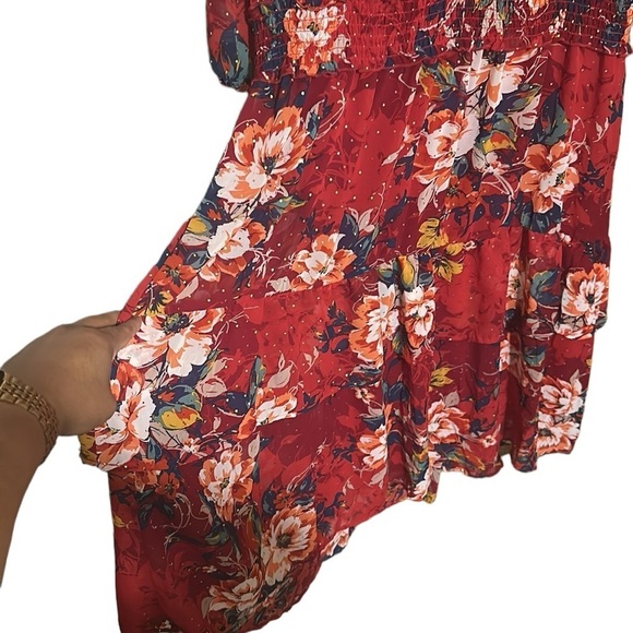 FIGUEROA & FLOWER Floral Print Red Midi Dress Size 2X NWT - Picture 9 of 16